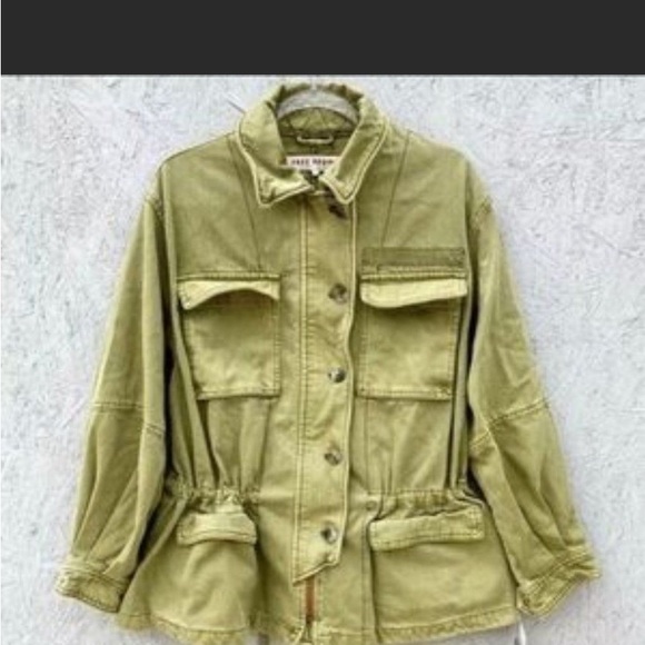New Free People Seize The Day Army green utility Jacket coat size XS - Picture 2 of 3